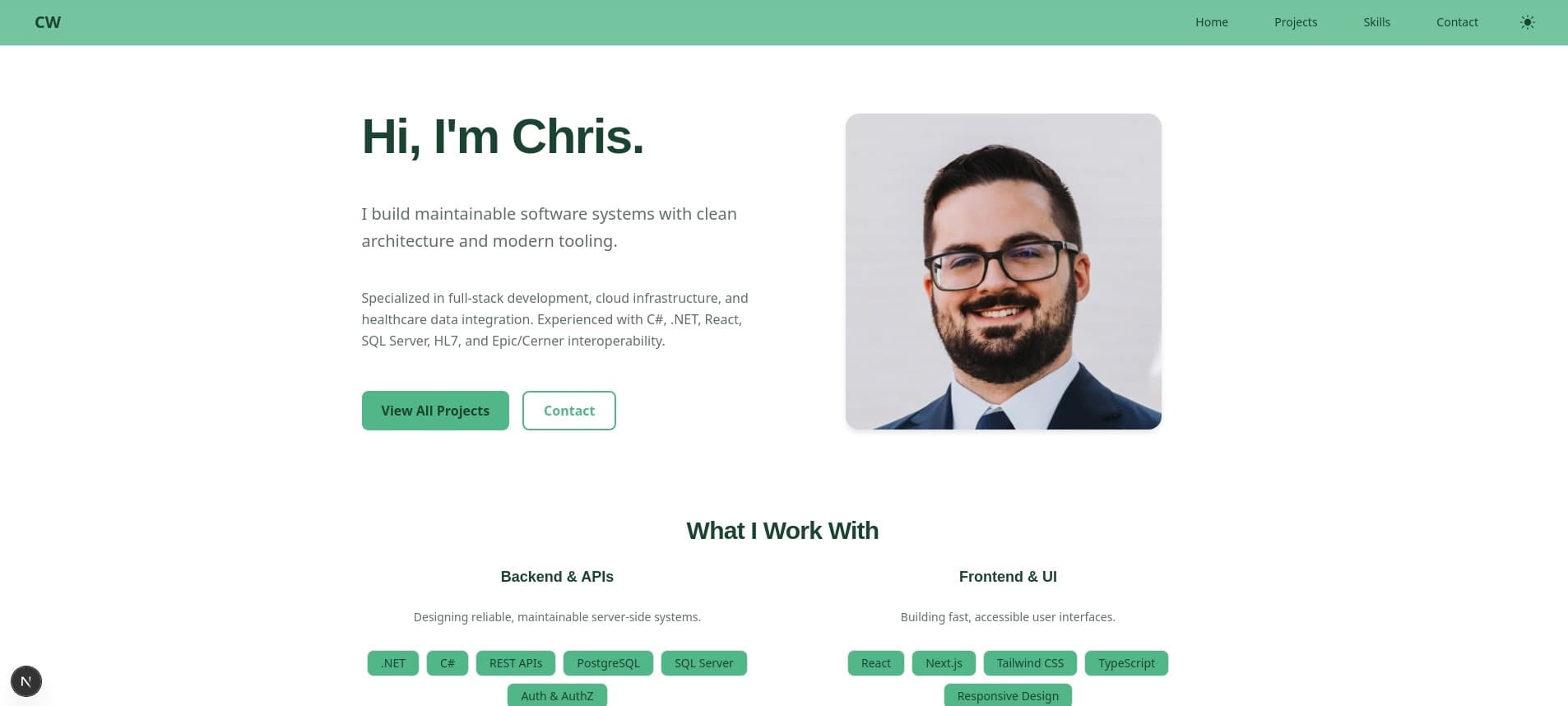 Portfolio site version 1.0 homepage